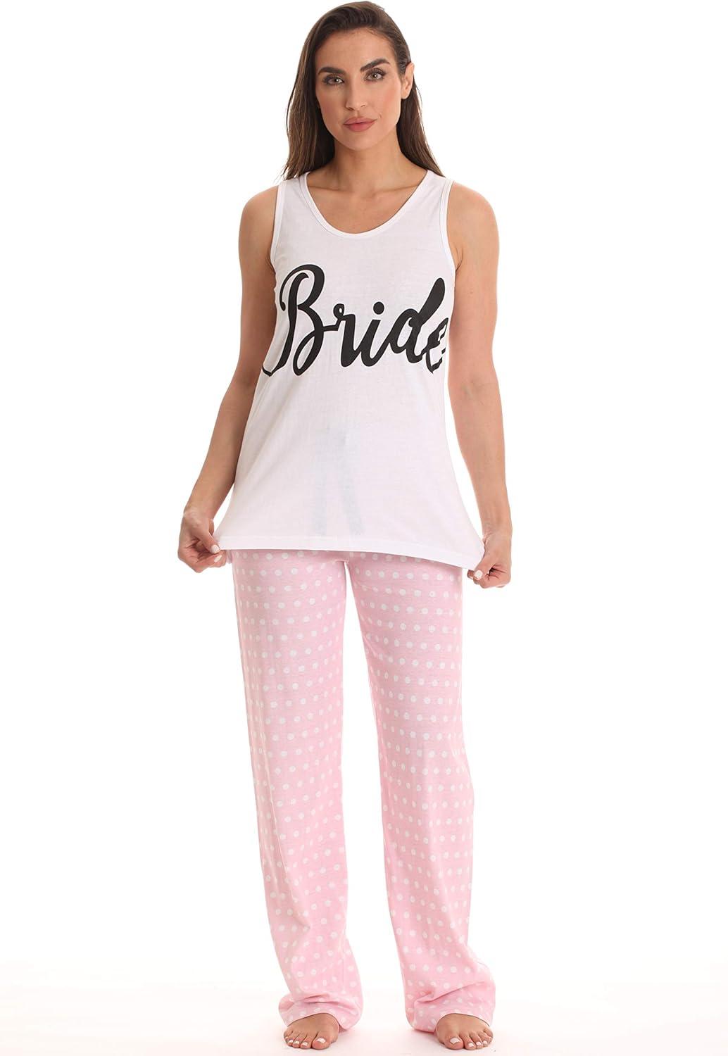 imageJust Love Bridal Party Pajamas PJ Pant Set with Sleeping MaskWhite Bride