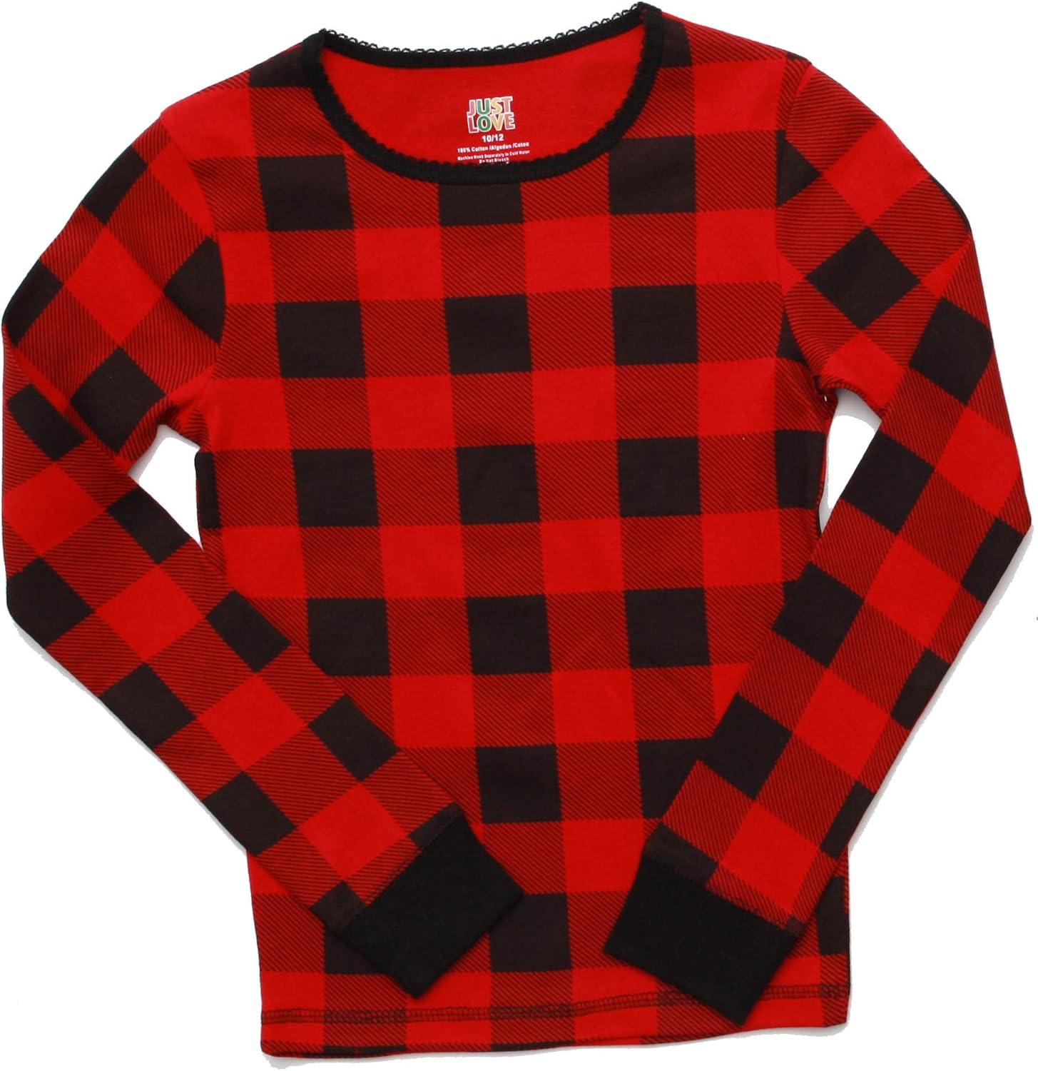 imageJust Love Pajamas for GirlsBuffalo Plaid Red and Black