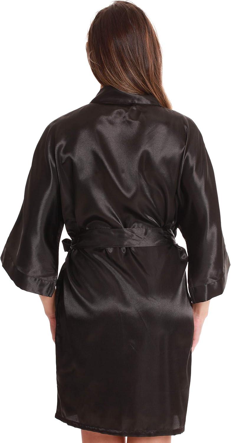 imageJust Love Satin Robe for Women Kimono RobesSatin Black