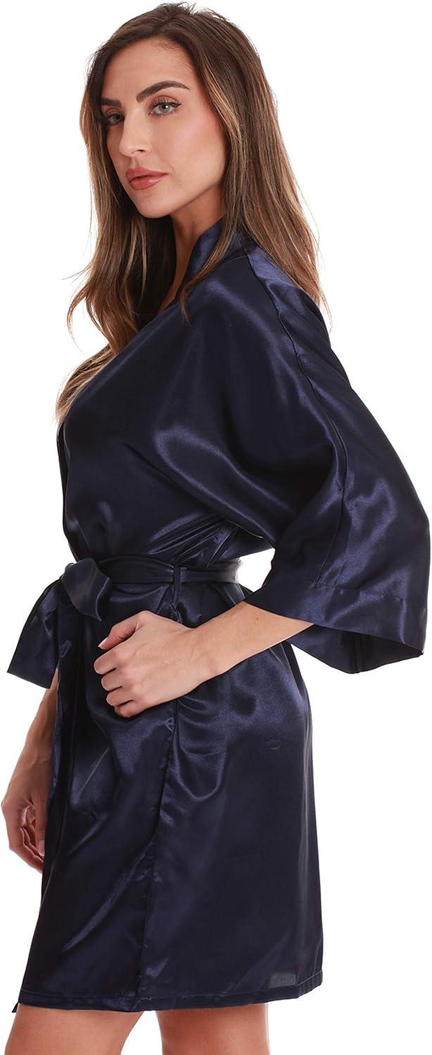 imageJust Love Satin Robe for Women Kimono RobesSatin Navy