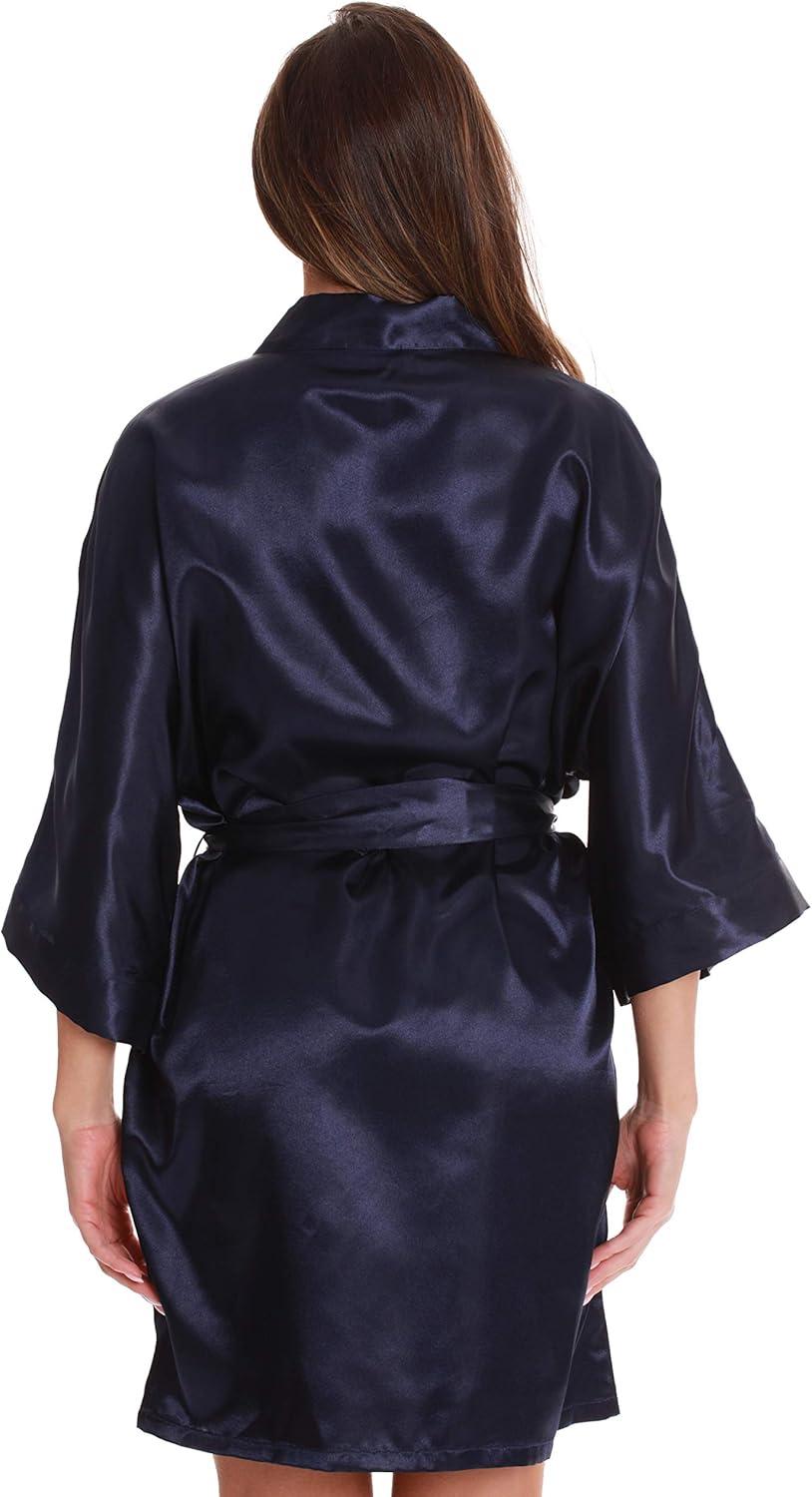 imageJust Love Satin Robe for Women Kimono RobesSatin Navy