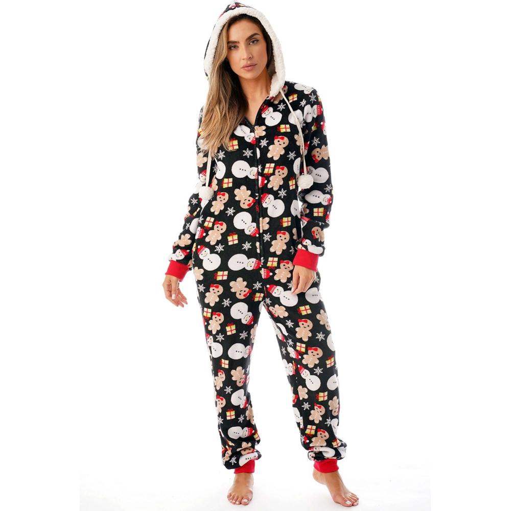 imageJust Love Adult Onesie PajamasBlack  Mixed Holiday