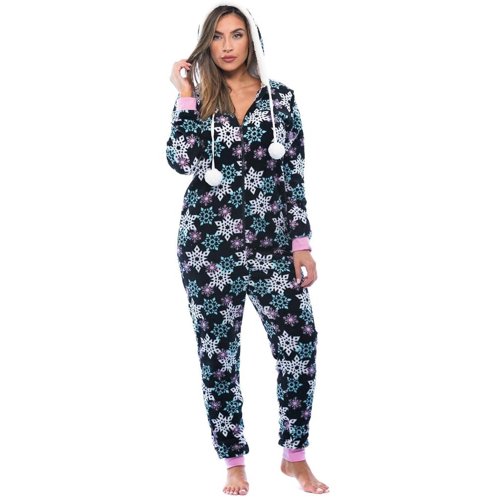 imageJust Love Adult Onesie PajamasBlack  Snowflake