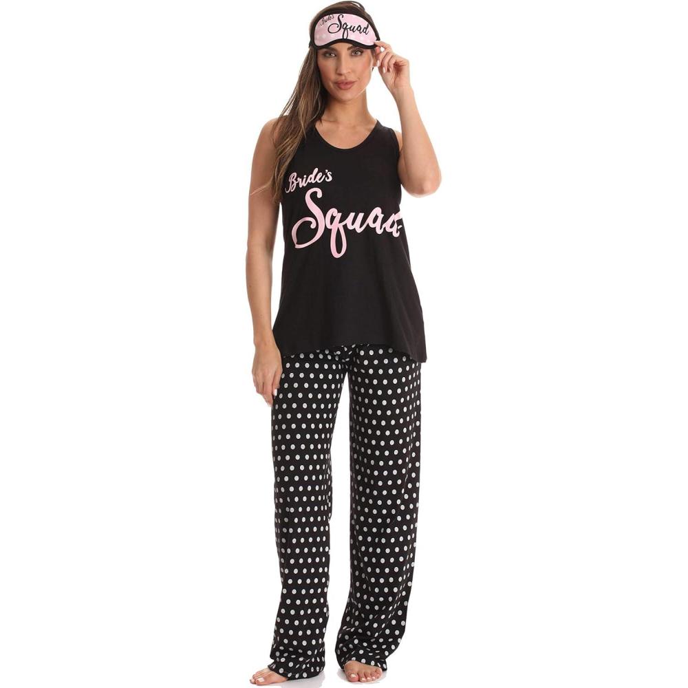 imageJust Love Bridal Party Pajamas PJ Pant Set with Sleeping MaskBlack Brides Squad