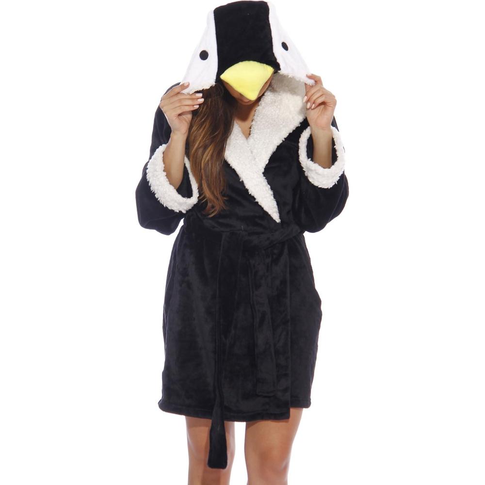 imageJust Love Critter Robe Sherpa Trim Velour Robes for WomenPenguin Velour
