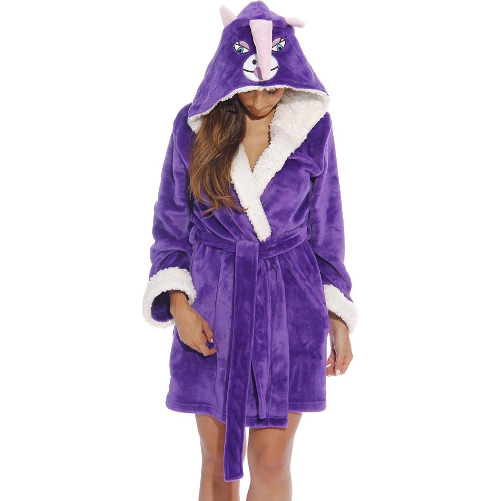 imageJust Love Critter Robe Sherpa Trim Velour Robes for WomenUnicorn Velour