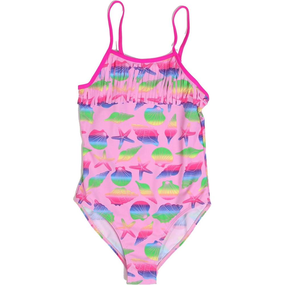 imageJust Love Girls One Piece Swimsuit Racerback Bathing SuitFuchsia  Rainbow Seashells