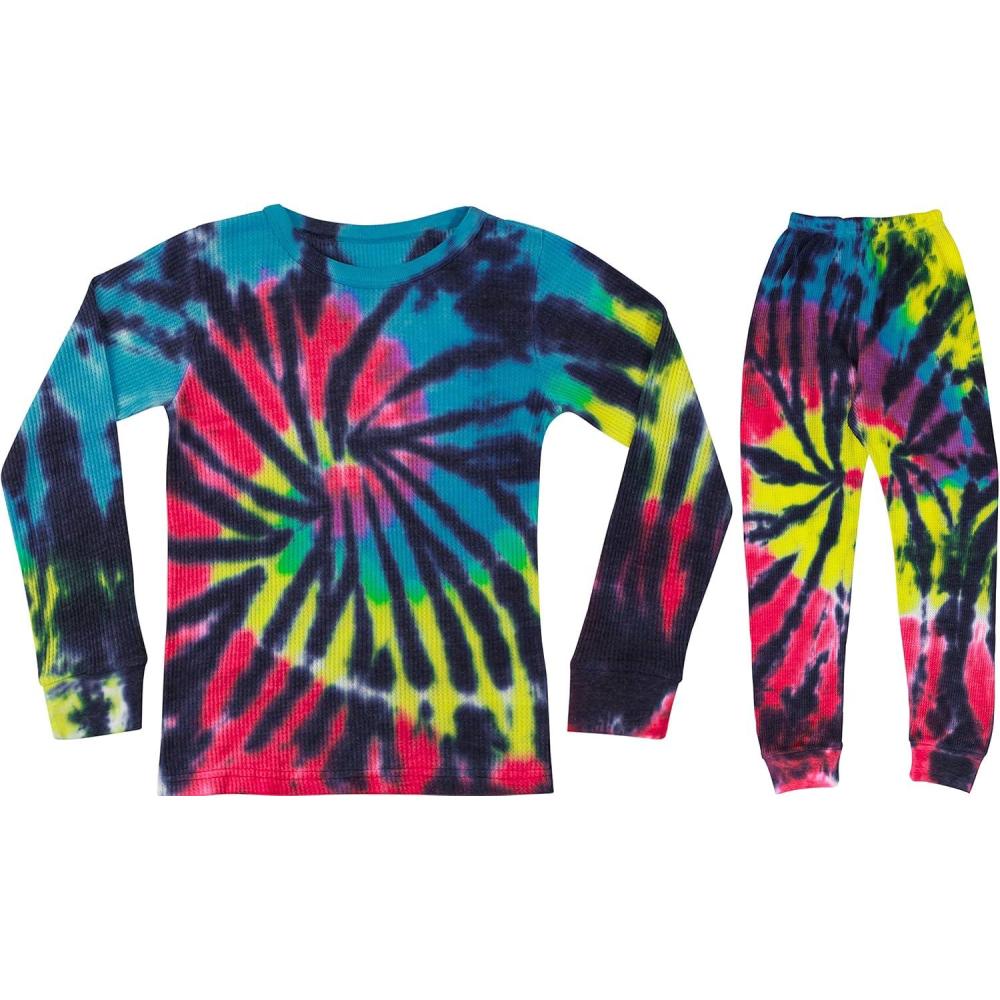imageJust Love Girls Tie Dye Two Piece Thermal Underwear SetTie Dye Blue With Brights