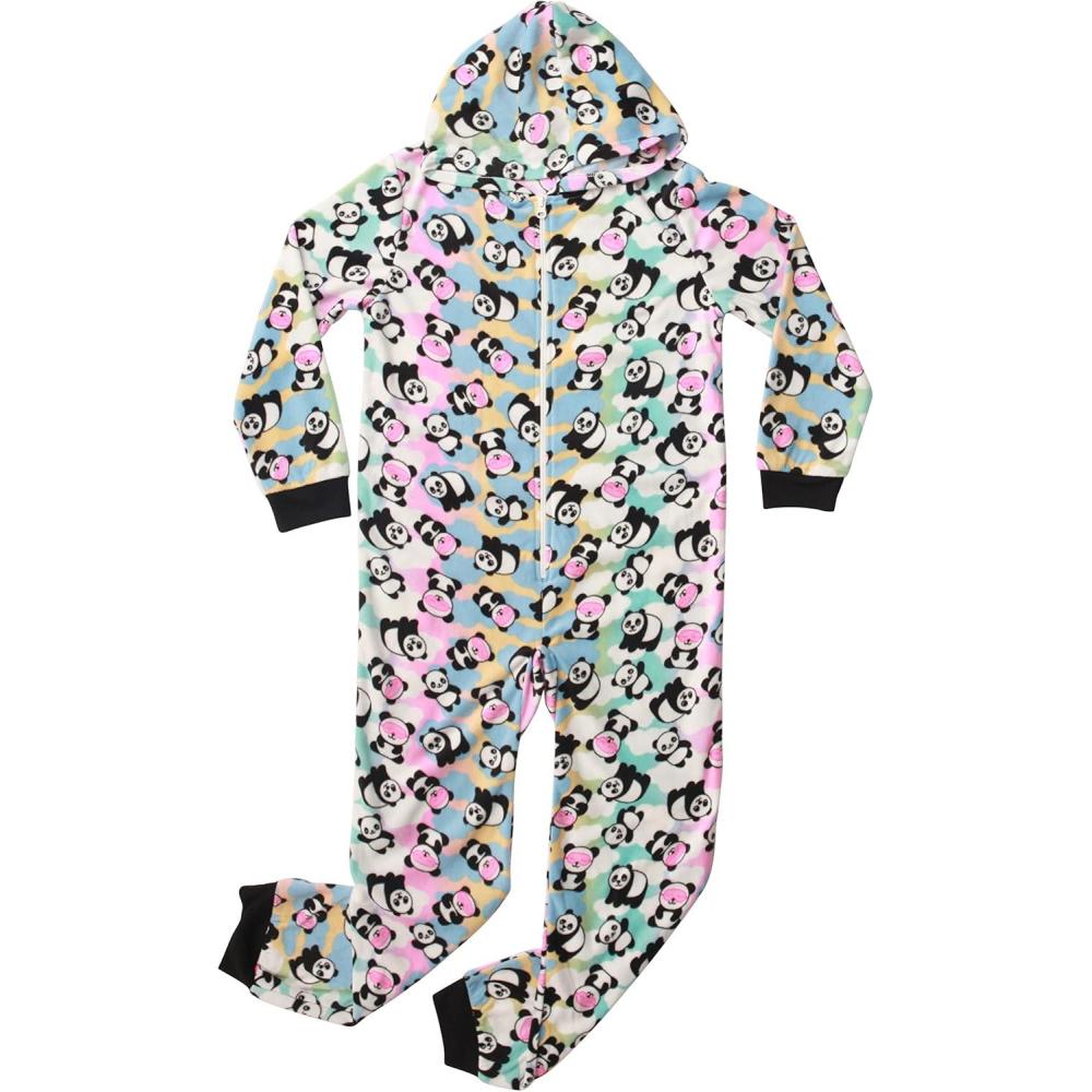imageJust Love Hooded Jumpsuit Pajamas for Girls One Piece Winter PJs with HoodPanda Sky