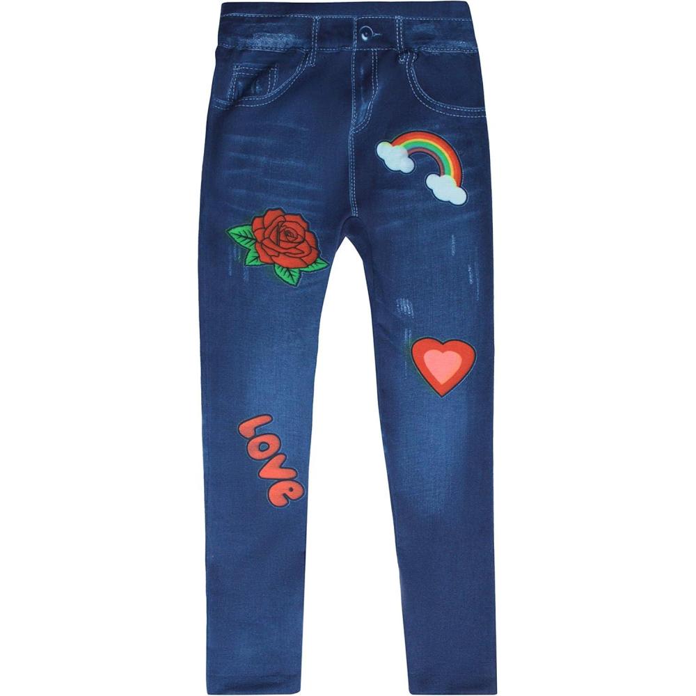 imageJust Love Jeggings for Girls Comfortable Seamless Printed LeggingsBasic Finish With Patches