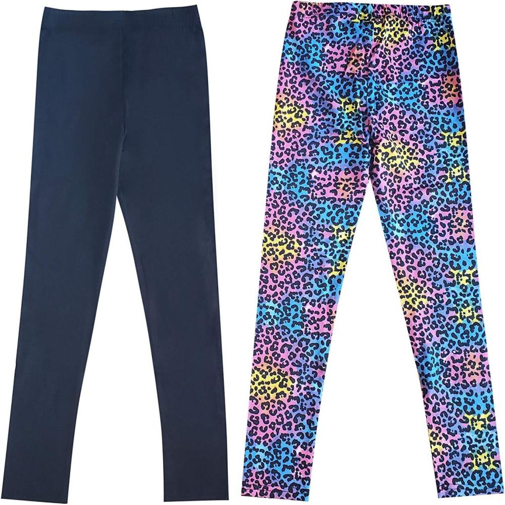 imageJust Love Leggings for Girls Comfortable Stretch Solid ampamp Printed Leggings Pack of 2Pack 2