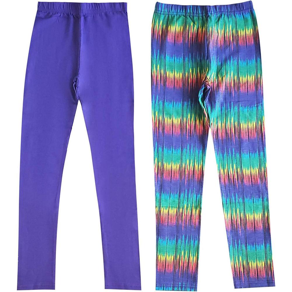 imageJust Love Leggings for Girls Comfortable Stretch Solid ampamp Printed Leggings Pack of 2Pack 3