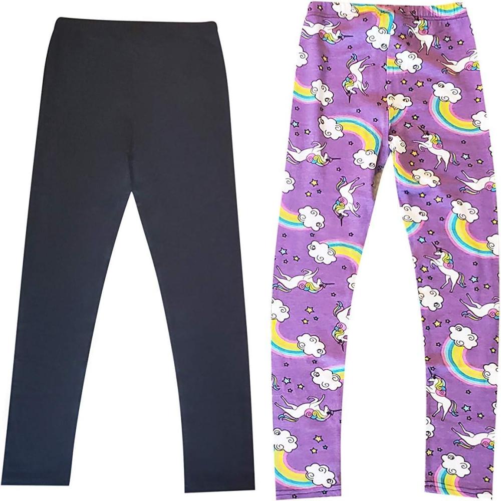 imageJust Love Leggings for Girls Comfortable Stretch Solid ampamp Printed Leggings Pack of 2Pack 5