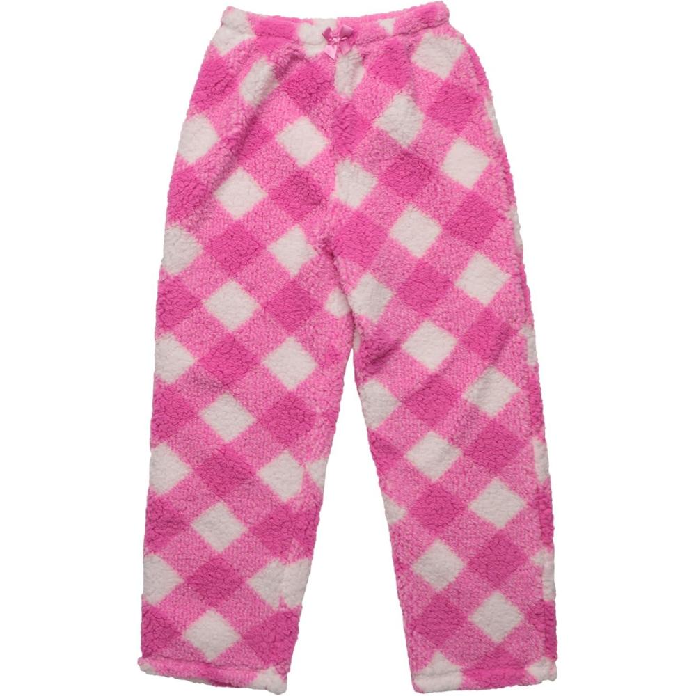 imageJust Love Plush Pajama Pants for Girls Fleece PJsBuffalo Plaid Diagonal Fuchsia