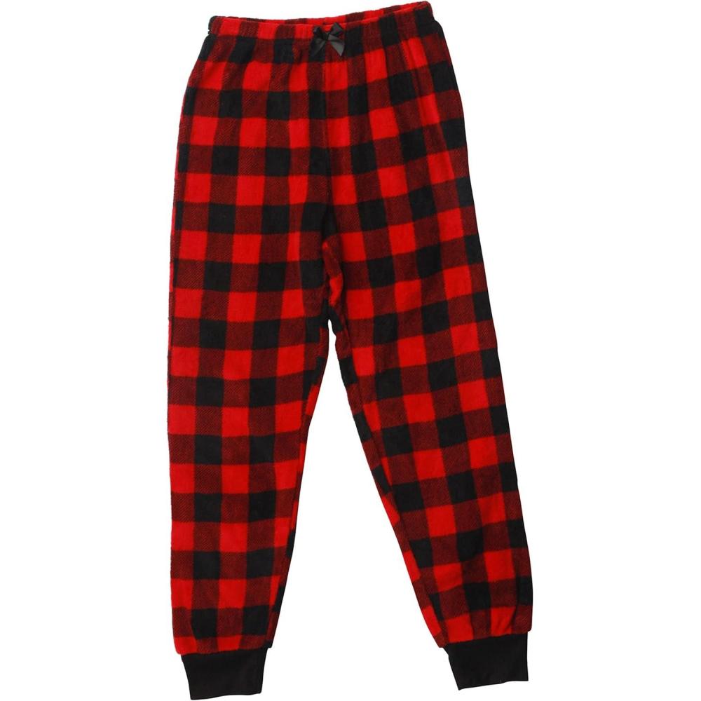 imageJust Love Plush Pajama Pants for Girls Fleece PJsRed Buffalo Plaid Jogger