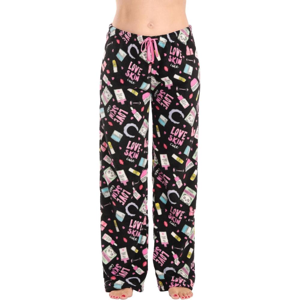 imageJust Love Plush Pajama Pants for WomenBlack  Love Skincare