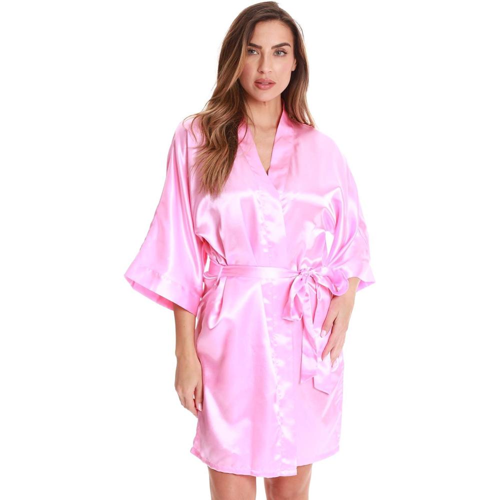 imageJust Love Satin Robe for Women Kimono RobesSatin  Pink