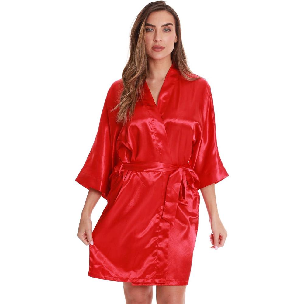 imageJust Love Satin Robe for Women Kimono RobesSatin Red