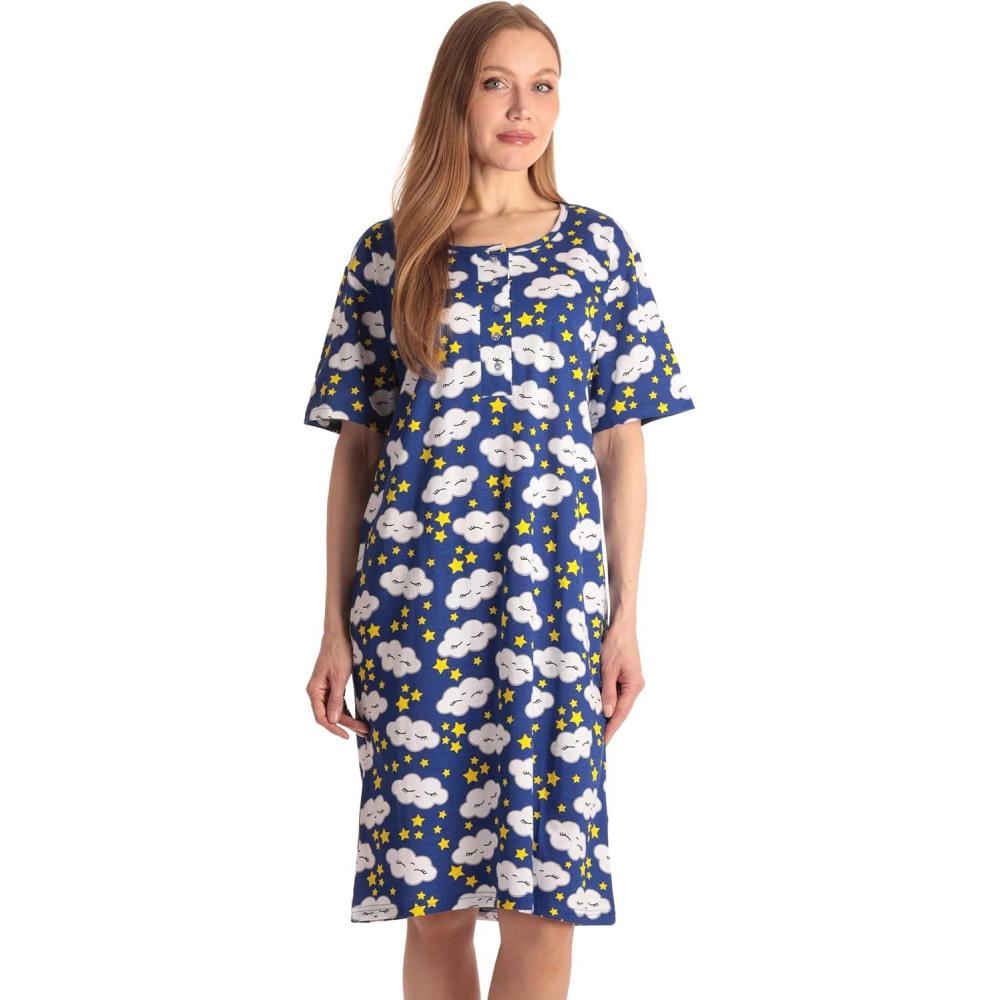 imageJust Love Short Sleeve Nightgown Holiday SleepwearNavy Sleepy Clouds