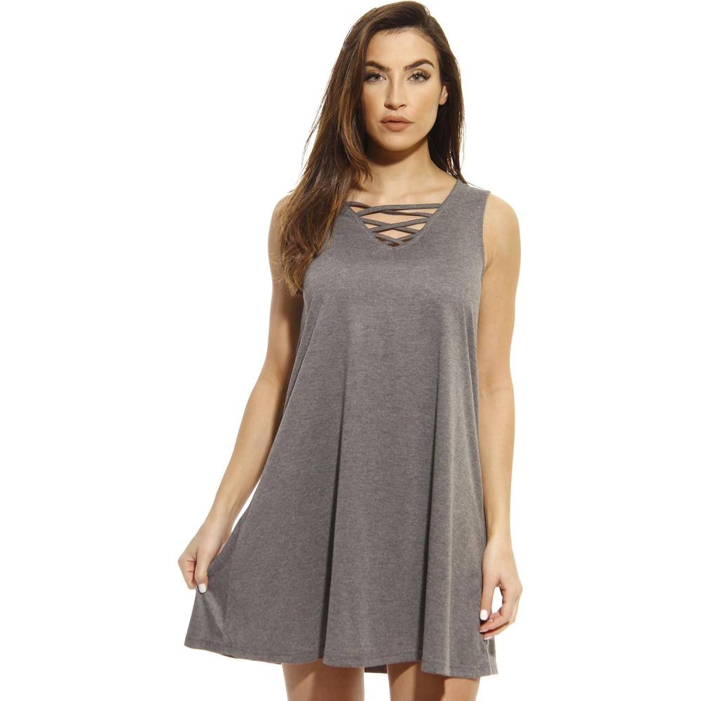 imageJust Love Short Trapeze Dress Summer DressesHeathered Charcoal