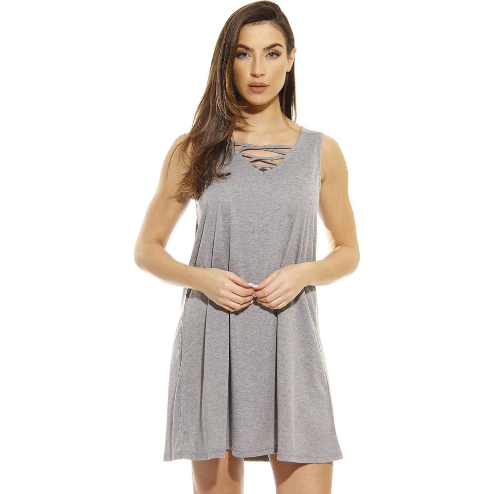 imageJust Love Short Trapeze Dress Summer DressesHeathered Grey
