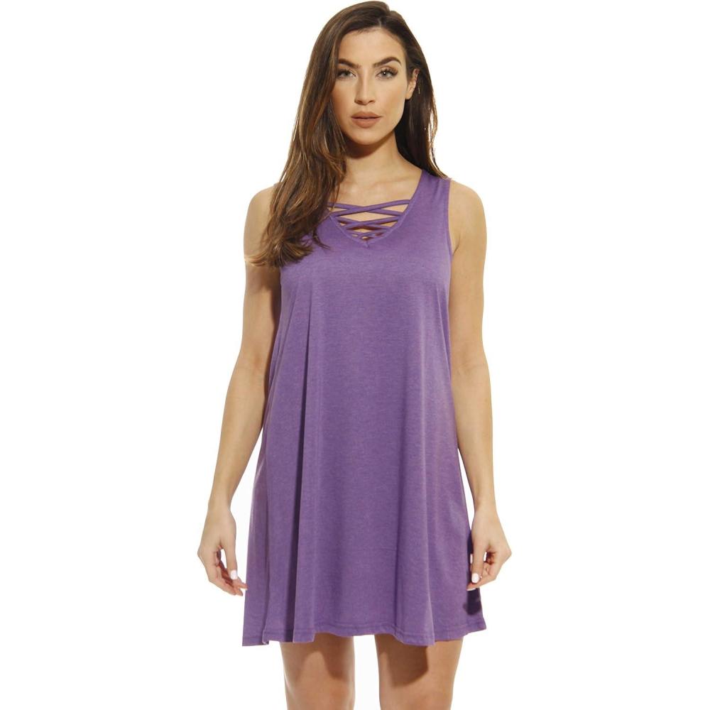 imageJust Love Short Trapeze Dress Summer DressesHeathered Purple