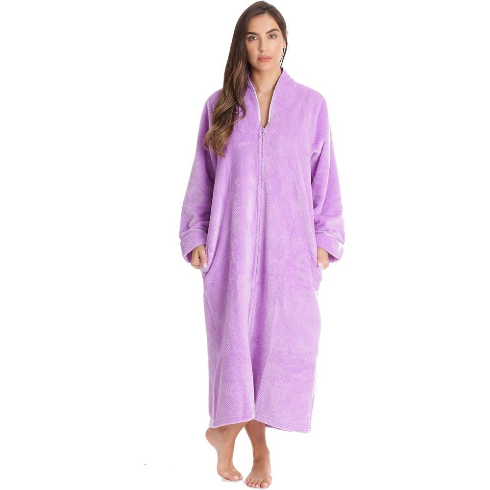 imageJust Love Textured Plush Zipper Lounger Robe for WomenLilac