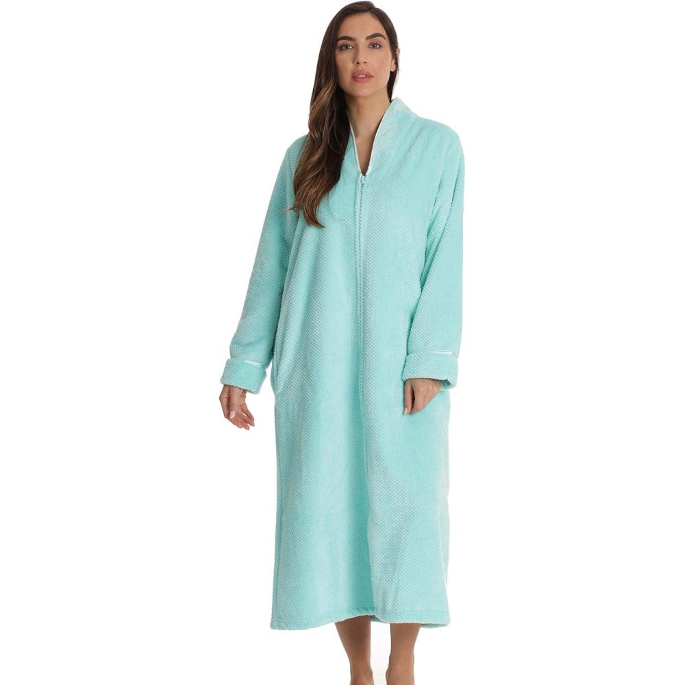 imageJust Love Textured Plush Zipper Lounger Robe for WomenMint