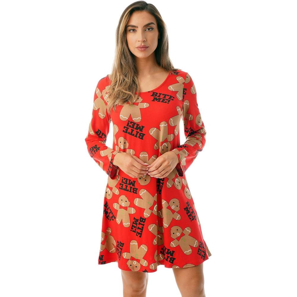 imageJust Love Ugly Christmas Dress Xmas Party OutfitRed Bite Me Gingerbread Man