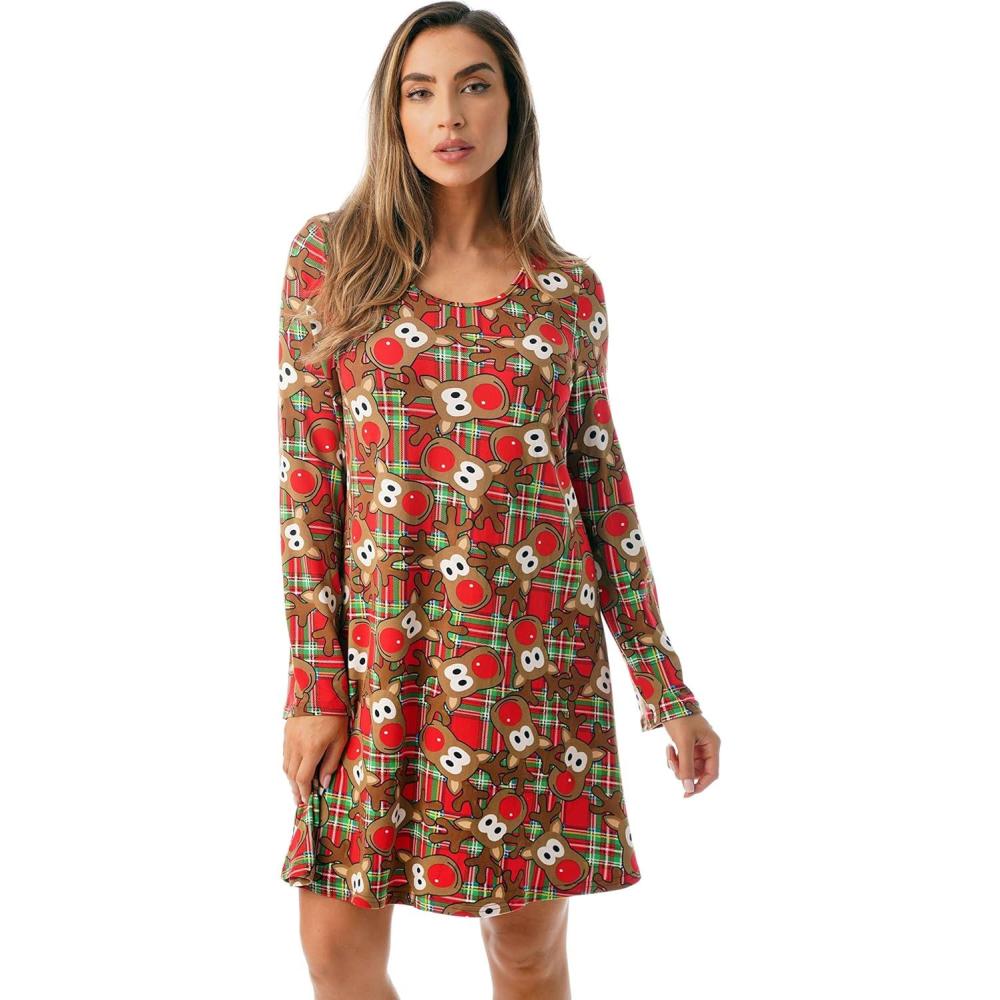 imageJust Love Ugly Christmas Dress Xmas Party OutfitReindeer Plaid