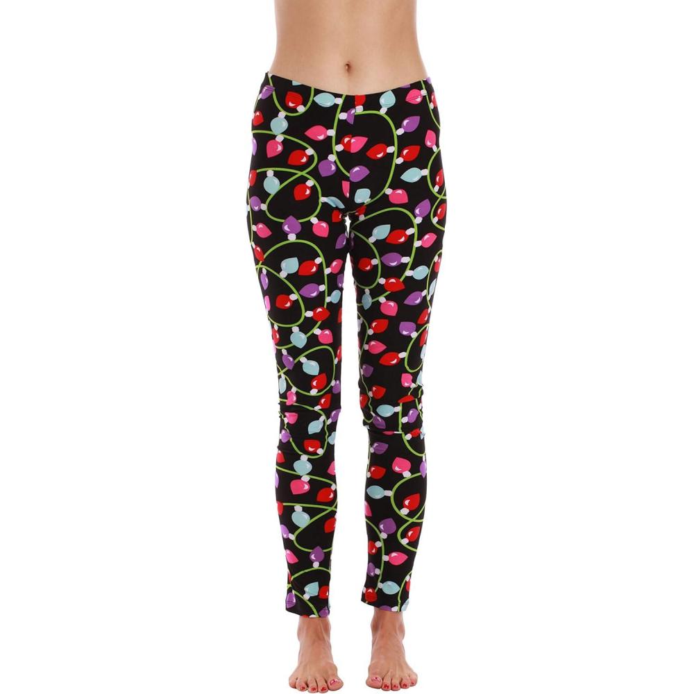 imageJust Love Ugly Christmas and Halloween Holiday LeggingsBlack Christmas Lights