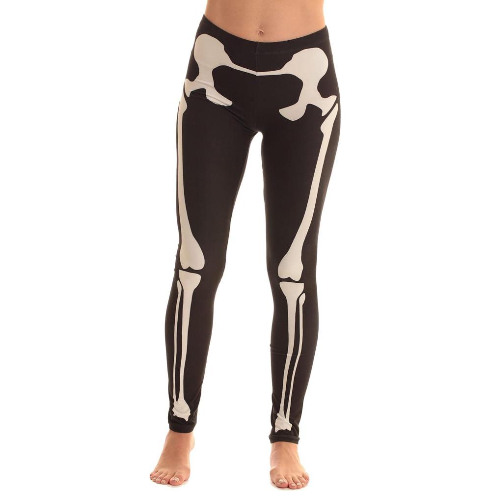 imageJust Love Ugly Christmas and Halloween Holiday LeggingsBlack Skeleton