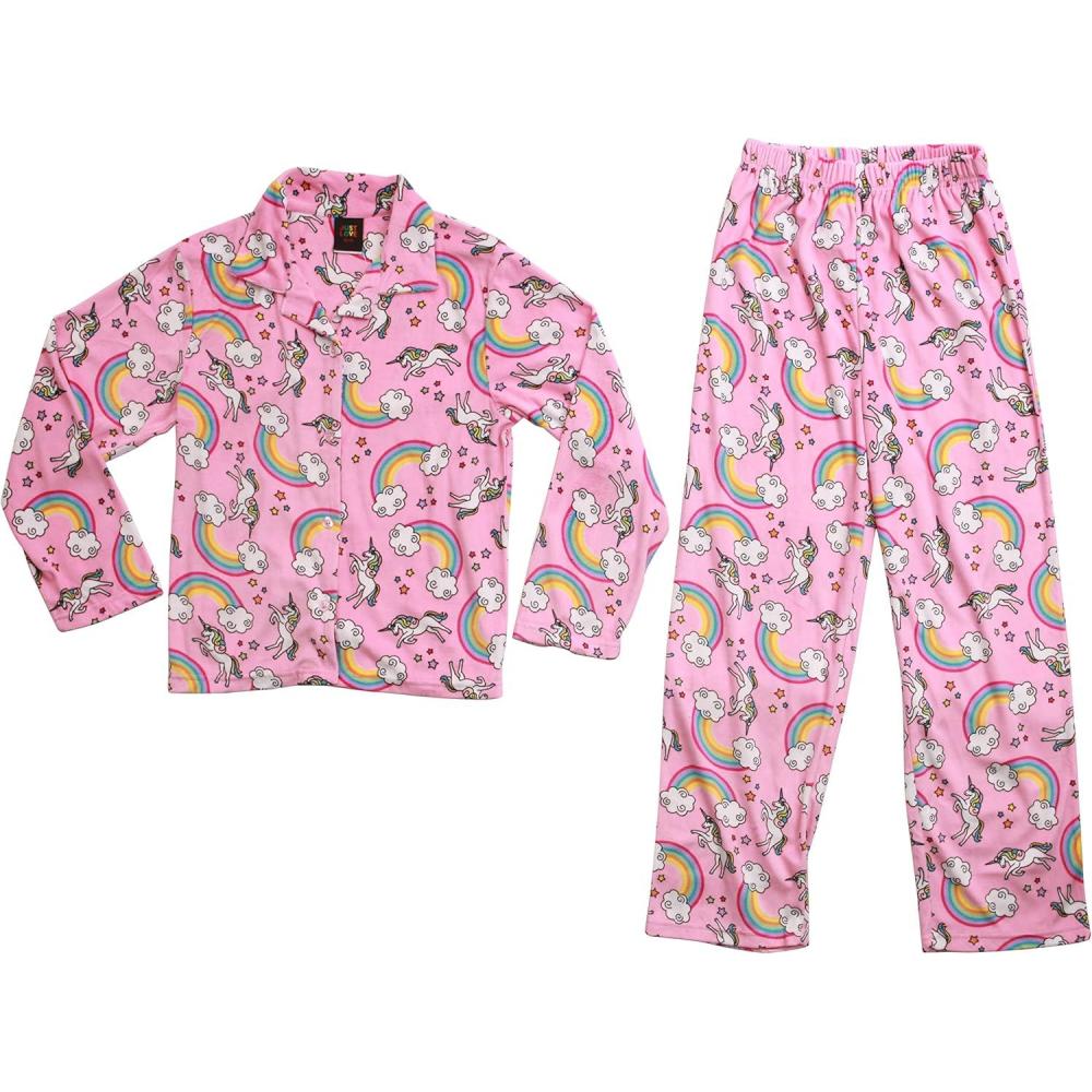 imageJust Love Velour Pajama Sets Coat Set PJs for GirlsPink Unicorn and Rainbow Coat Set