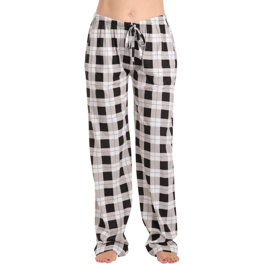 imageJust Love Women 100 Cotton Pajama PantsBlack Plaid 100 Organic Cotton