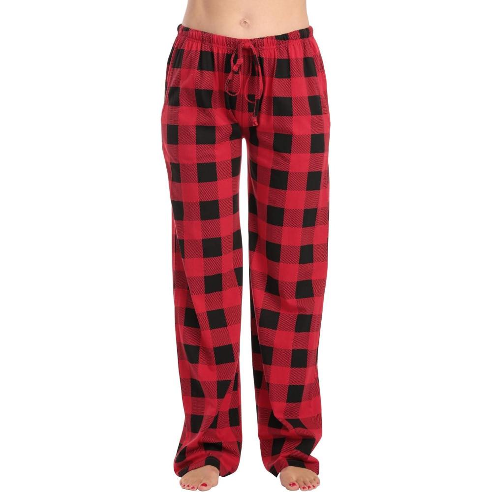 imageJust Love Women 100 Cotton Pajama PantsBuffalo Plaid Red Black 100 Organic Cotton