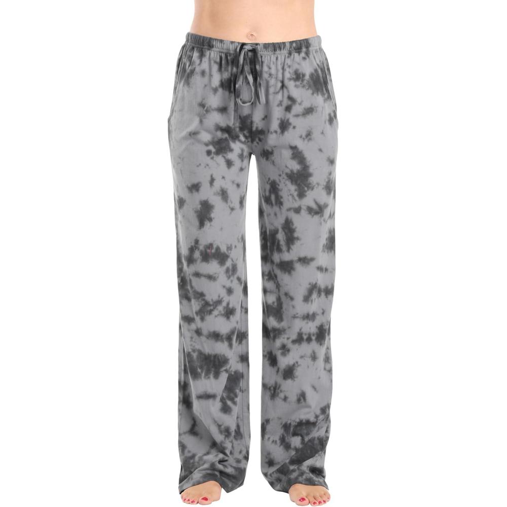 imageJust Love Women 100 Cotton Pajama PantsTie Dye Ink Blot Black Grey