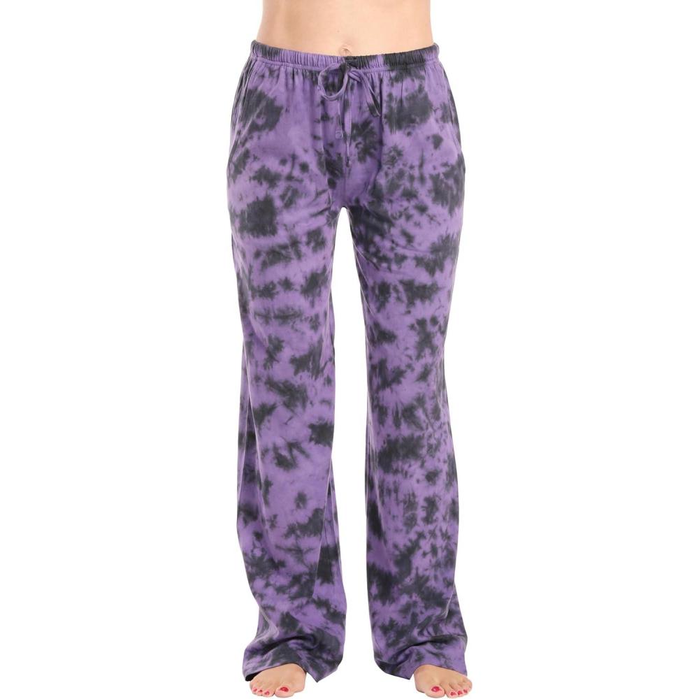 imageJust Love Women 100 Cotton Pajama PantsTie Dye Ink Blot Black Purple