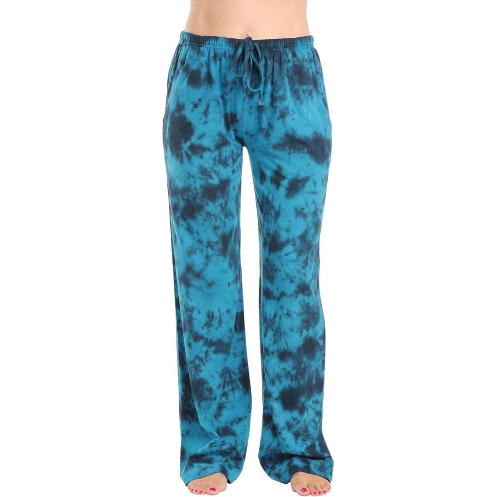 imageJust Love Women 100 Cotton Pajama PantsTie Dye Ink Blot Navy Blue