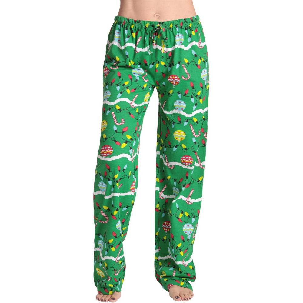 imageJust Love Women Pajama Pants Holiday PrintsGreen Decorated Tree