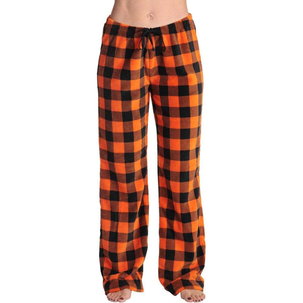 imageJust Love Women Plush Pajama Pants Buffalo PlaidBuffalo Plaid Orange Black