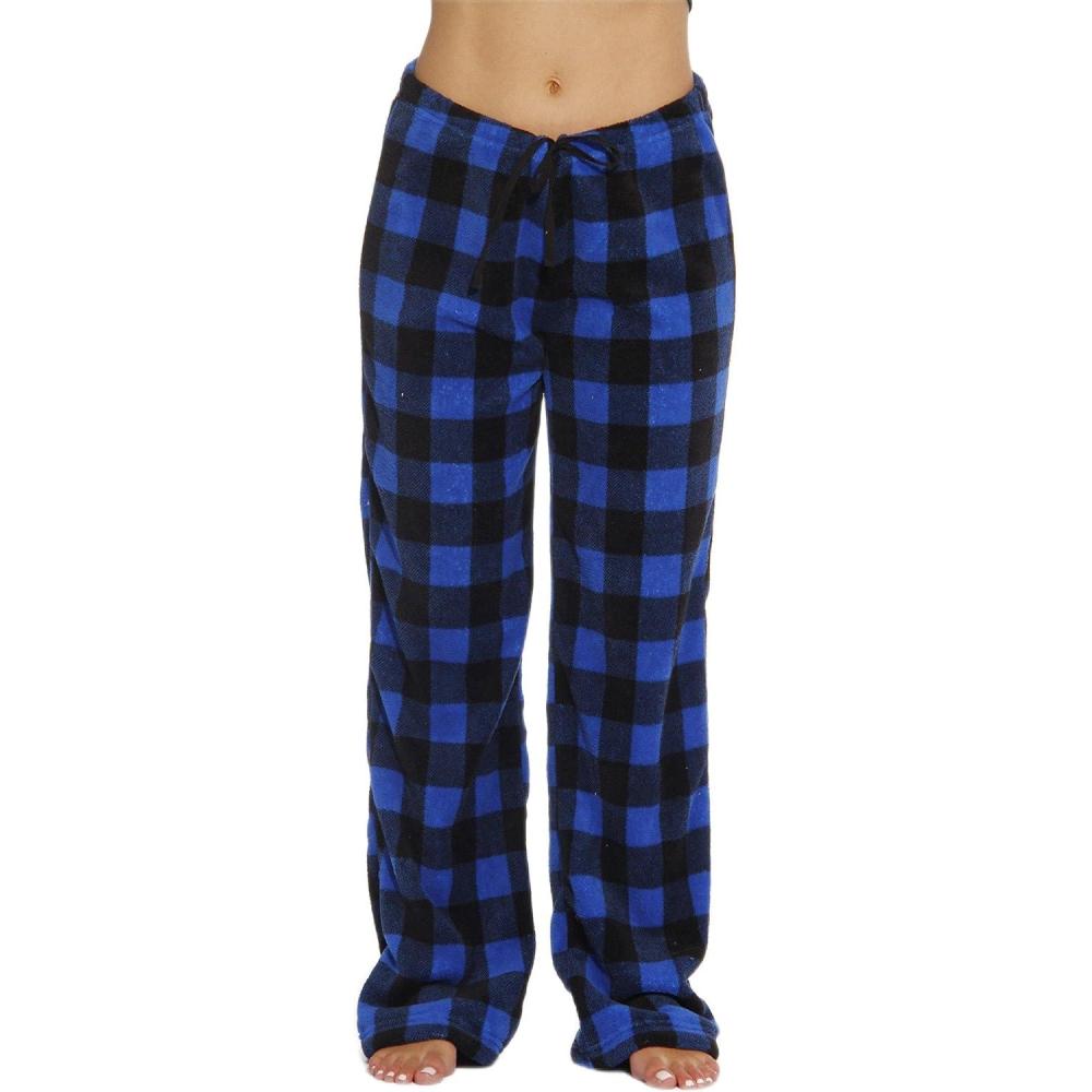 imageJust Love Women Plush Pajama Pants Buffalo PlaidBuffalo Plaid Royal Black