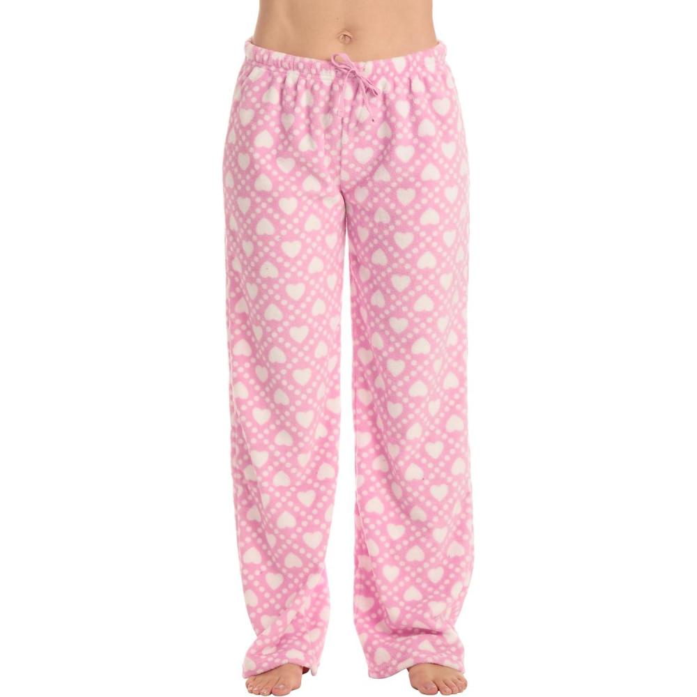 imageJust Love Women Plush Pajama Pants Buffalo PlaidPink Argyle Heart