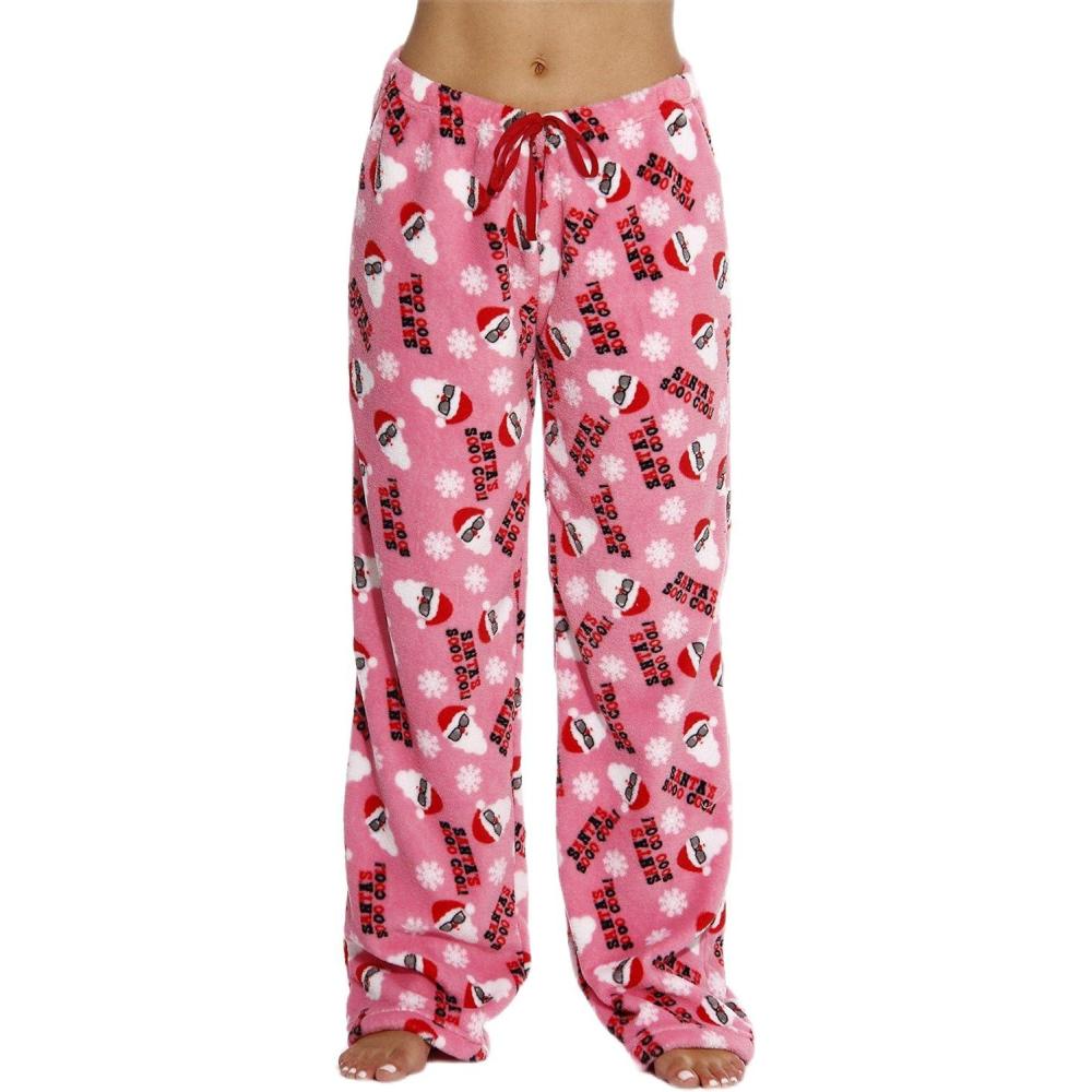 imageJust Love Women Plush Pajama Pants Buffalo PlaidPink Santas Cool
