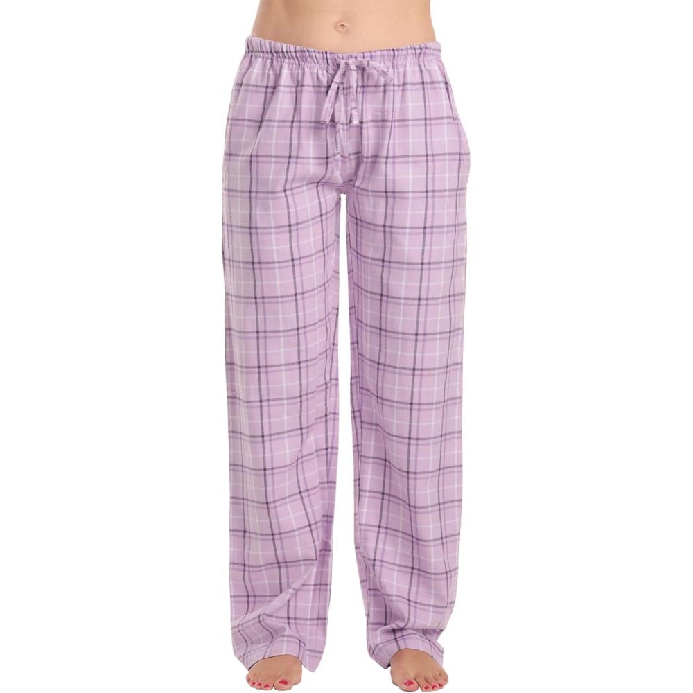 imageJust Love Women Plush Pajama Pants Buffalo PlaidPurple Plaid 100 Cotton Flannel