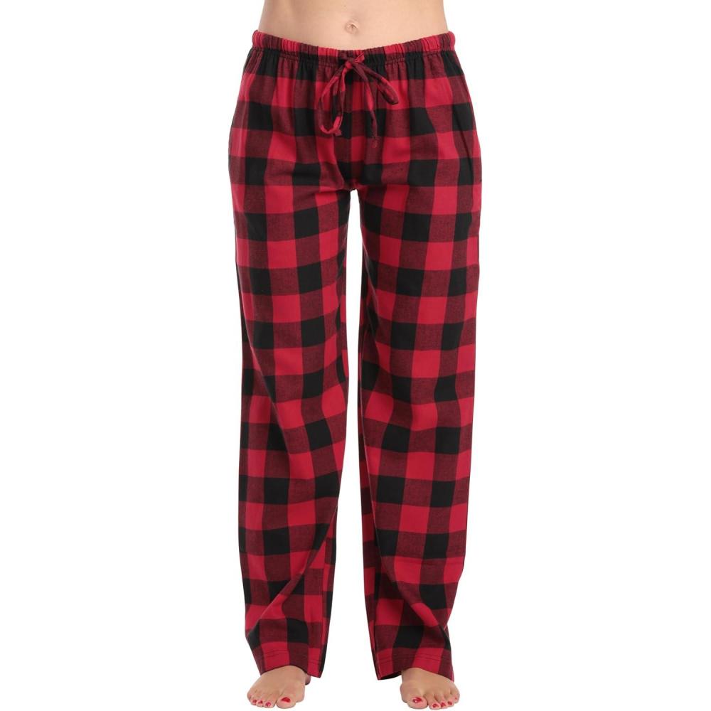 imageJust Love Women Plush Pajama Pants Buffalo PlaidRed Black Buffalo Plaid 100 Cotton Flannel