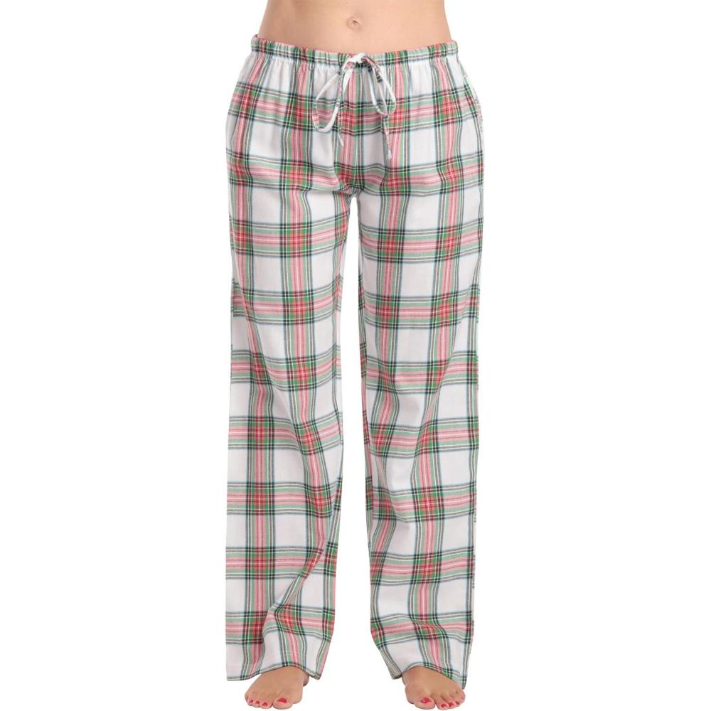 imageJust Love Women Plush Pajama Pants Buffalo PlaidWhite Plaid 100 Cotton Flannel