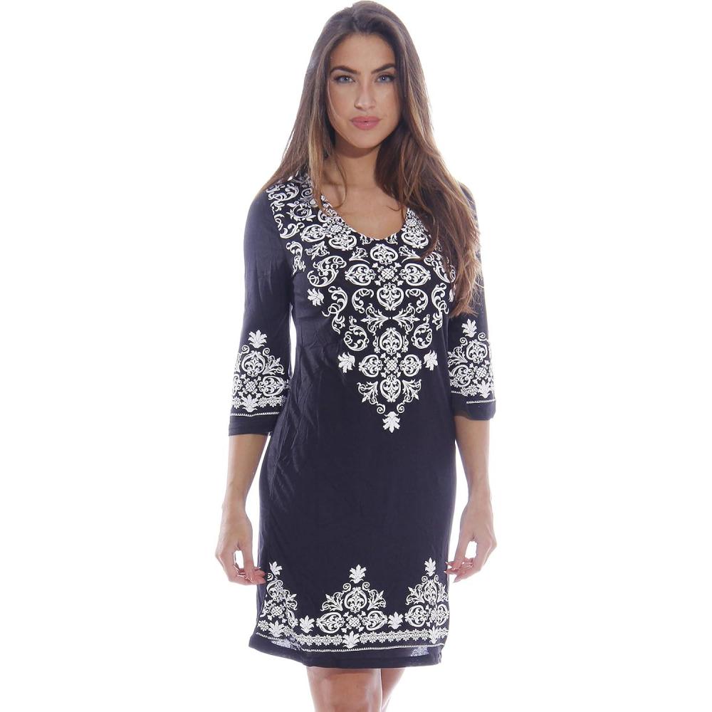 imageJust Love Womens 34 Sleeve Swimsuit Cover Up Casual Tunic Resort WearBlack