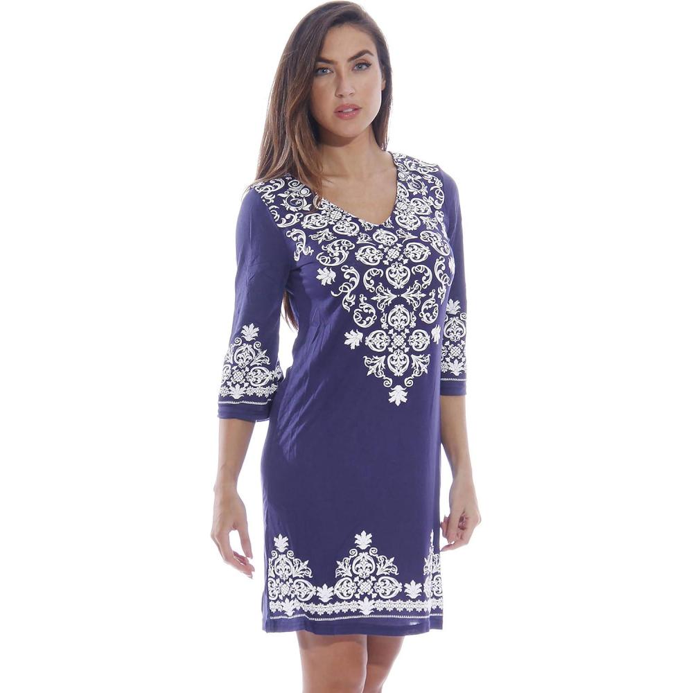 imageJust Love Womens 34 Sleeve Swimsuit Cover Up Casual Tunic Resort WearNavy