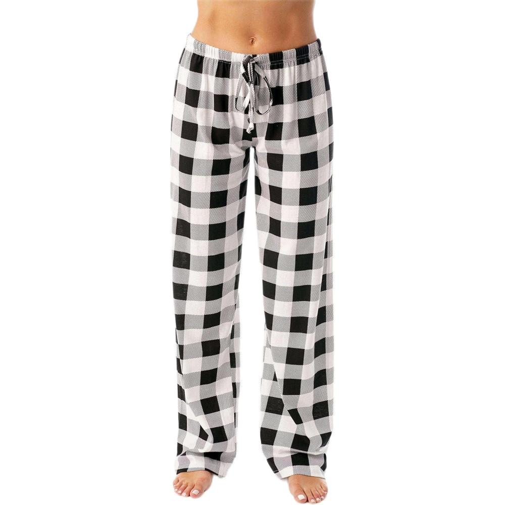 imageJust Love Womens Buffalo Plaid PajamasWhite Black Buffalo Plaid