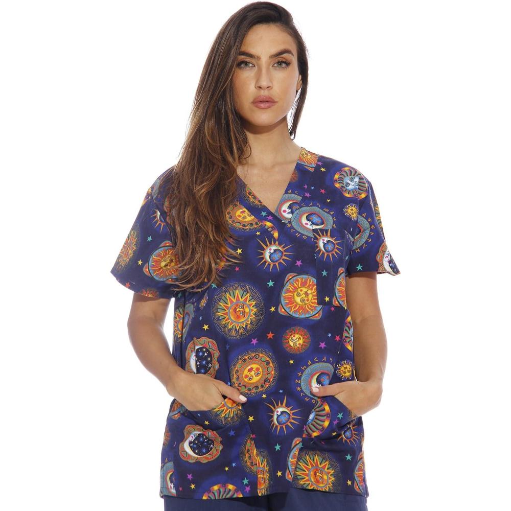 imageJust Love Womens Holiday Scrub TopsBlue